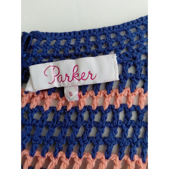 Anthropologie Parker Size S Sleeveless Multicolor Blues/Red Midi Crocheted Dress - Picture 5 of 10